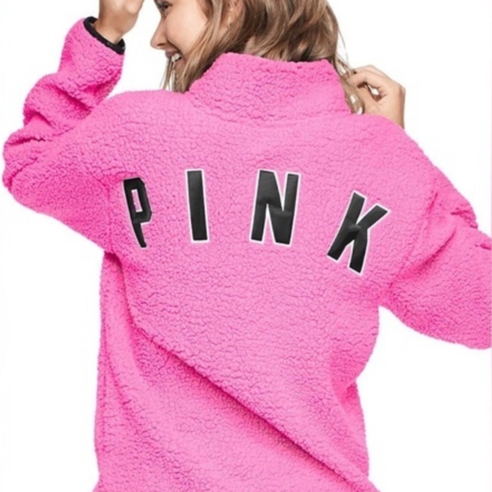 Victoria’s Secret Pink Sherpa Half Zip Sweater